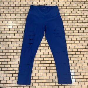 90 Degree by Reflex royal blue spandex legging with cut out rips on thighs XS